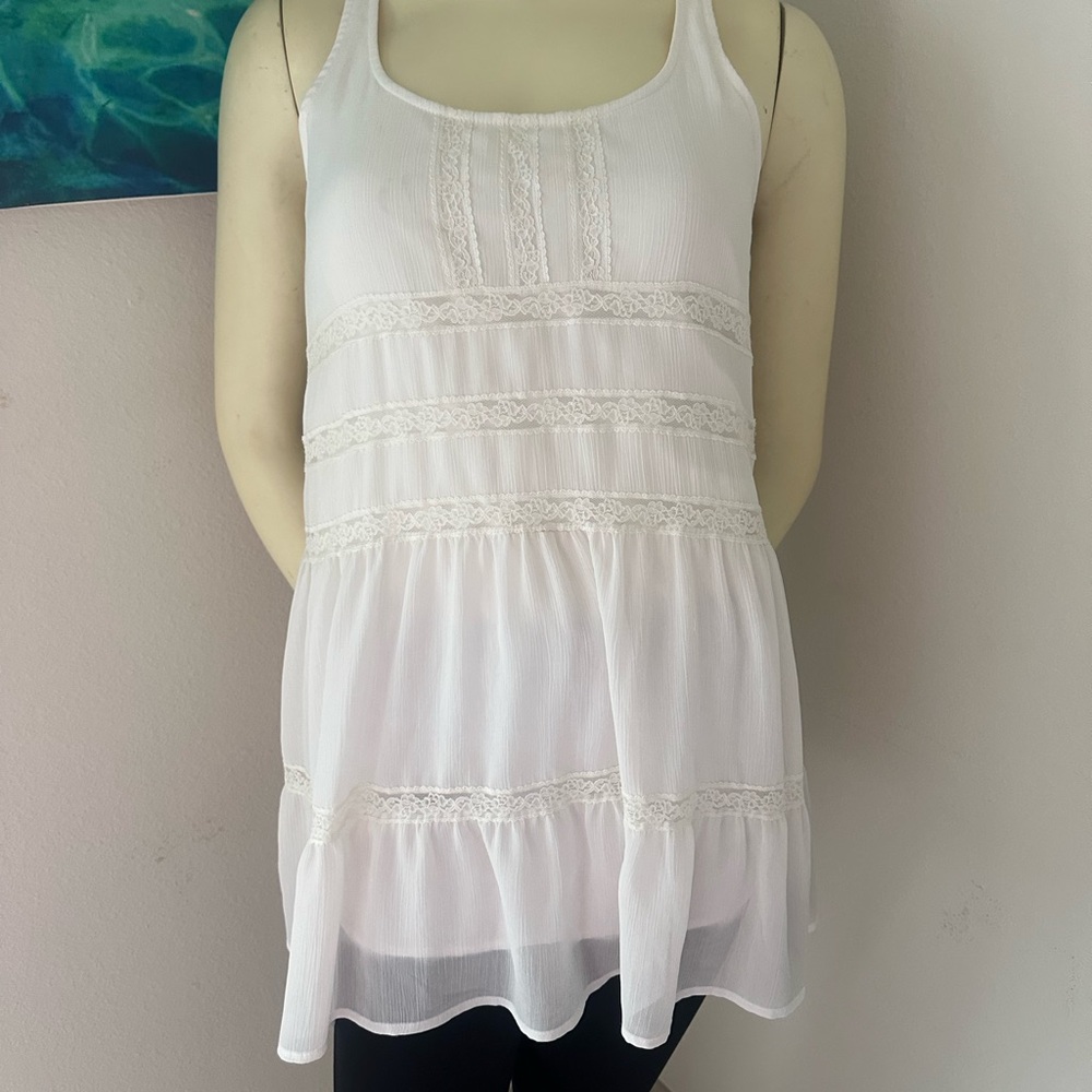 Worn Once! Abercrombie Kids XL White Chiffon & Lace Sundress!